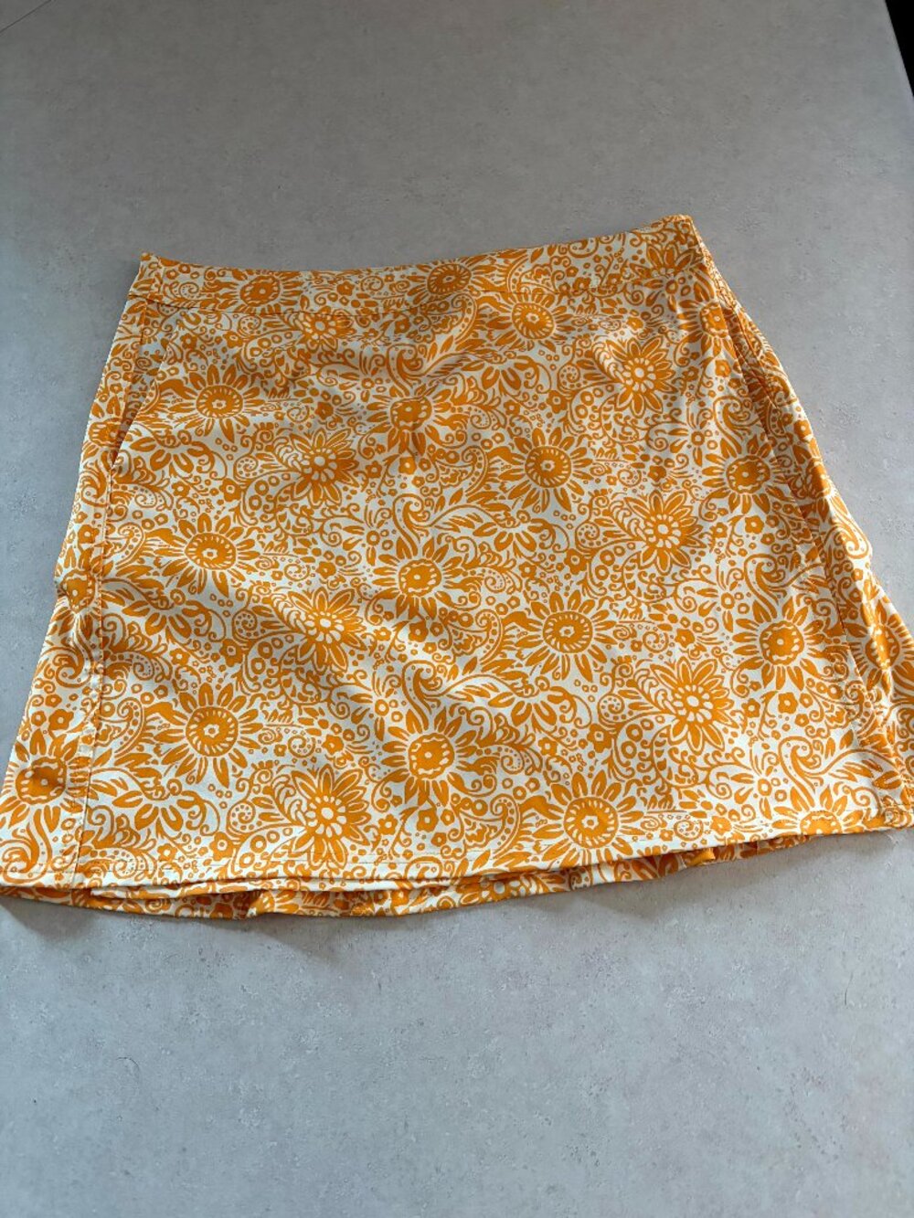 Rip Skirt Hawaii Wrap Skirt Orange Large Mini Length Pocket Adjustable Waist